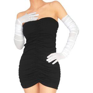 Women's White Sexy Tulle Sheer Mesh Long Satin Gloves Party Prom Costume